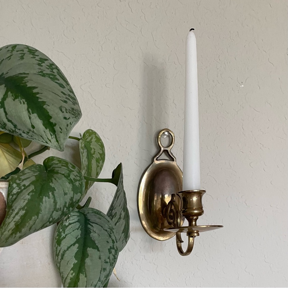 Wall Hanging Solid Brass Candlestick Holder